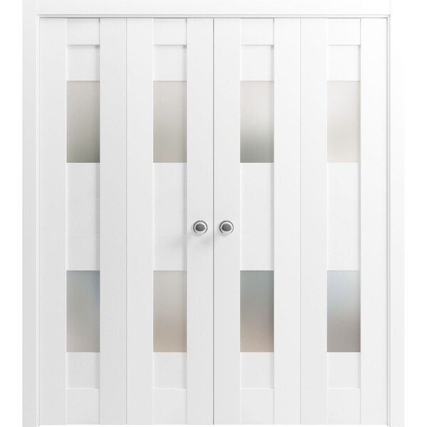 Vdomdoors Sliding Closet Double Bi-fold Doors White Solid Core Modern Interior SETE6222DBF-WS-96 x 96 (4* 24x96) - main