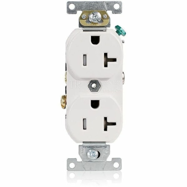 Leviton Commercial Grade Tamper-Resistant Duplex Receptacle, 20 Amp, 125 Volt TBR20-W - main