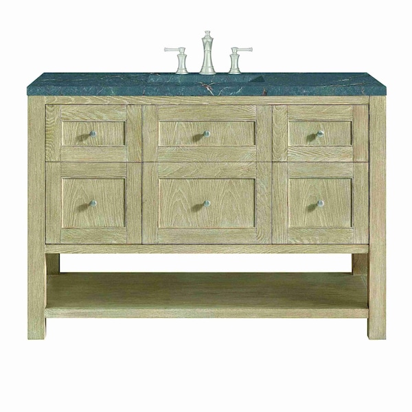 James Martin Vanities Breckenridge 48'' S Vanity, Whitewashed Oak w/ Parisien Bleu Silestone Top w/ Wireless Charger 330-V48-WWO-FPBL - main