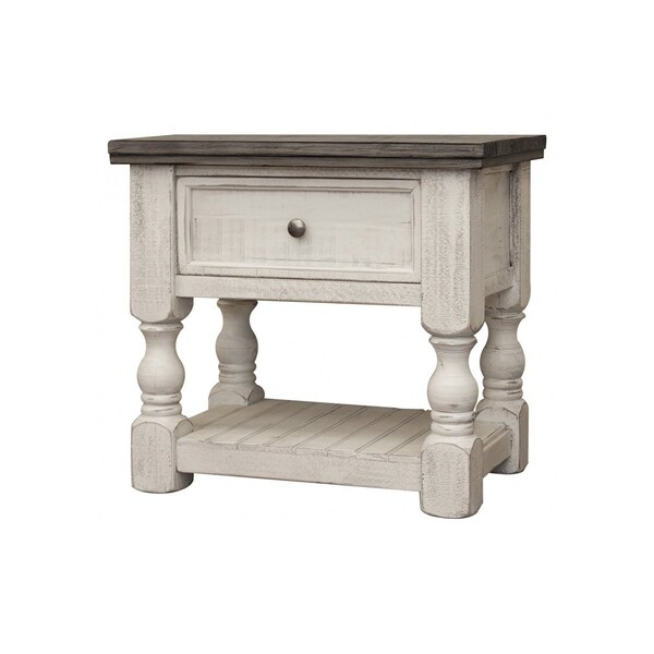 Homeroots 27" Ivory Solid Wood One Drawer Nightstand 527053 - main