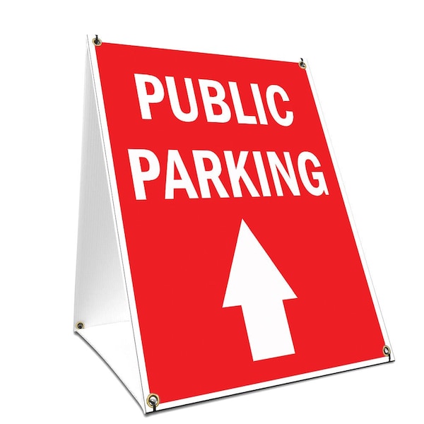 Signmission Public Parking With Up Arrow, 36 Inch x 24 Inch A-frame Yard Sign, Plastic Sign SBC-2436-Public Parking With Up Arrow - main