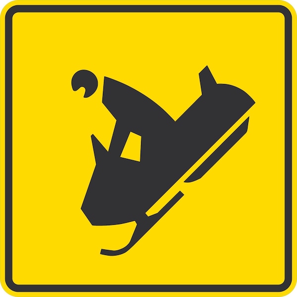 Lyle W11-6, Snowmobile Crossing Symbol, 30x30, High Intensity Prismatic, Yellow G-15434-HI_30x30 - main