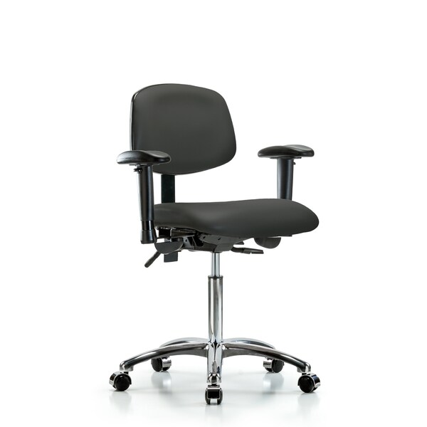 Blue Ridge Ergonomics Chair, Vinyl, Med Bench, Chr AA Casters, Gry, 6-Way Adjustable, 22" to 29" Height, Charcoal BR-VMBCH-CR-T0-A1-NF-CC-8605 - main