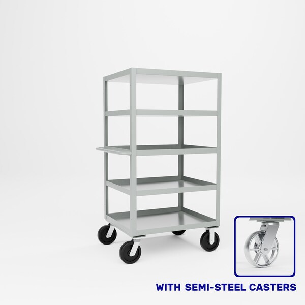 Pucel Five Shelf Extra Heavy Duty Stock Cart, 30 in W x 68 in H x 36 in D, Gray H-3036-S - main