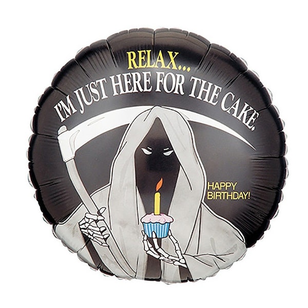 Loonballoon Birthday-over-the-hill Balloons, 18 inch GRIM REAPER 2 pcs LOON-LAB-16370P-B-P - main