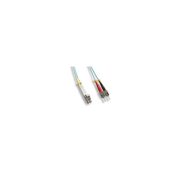 Cable Wholesale LC/UPC to ST/UPC OM4 Duplex 2.0mm Fiber Optic Patch Cord, OFNR, Multimode 50/125 10Gbit, Aqua LCST-41003 - main