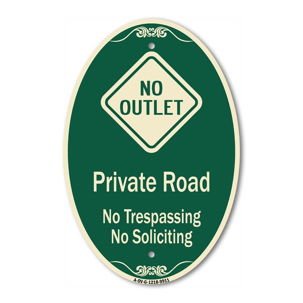 Signmission Private Road No Trespassing Or Soliciting Wit, 12 In X 18 In Architectural, Heavy Gauge Aluminum A-OV-G-1218-9911 - main