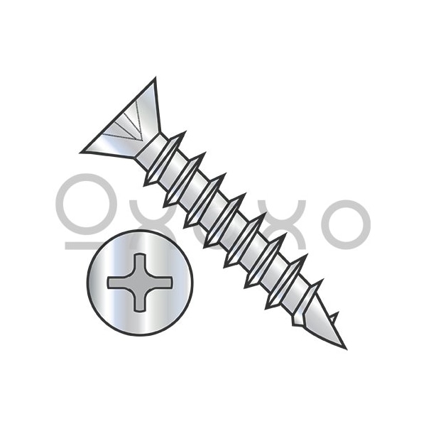 Oxoxo 7-12X3/4 Phillips Flat Head no Nibs Deep Thread Wood Screw Fully Thread Nickel, 10000PK 568507 - main