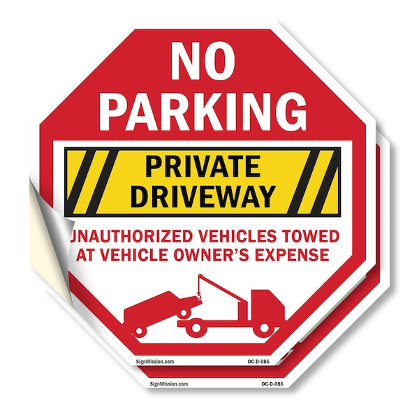 Signmission No Parking Private Driveway Unautho, 4 inch X 4 inch, Vinyl Decal, 2PK OC-D-2PACK-4-86 - main