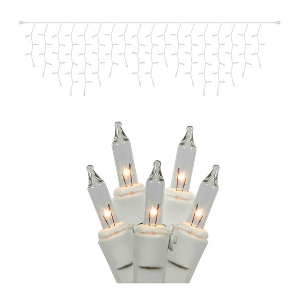 Vickerman 100 Light Clear Mini Icicle Light on Wht Wire 9 ft Christmas Light Strand End Connecting Set, 24PK W6W4321 - main