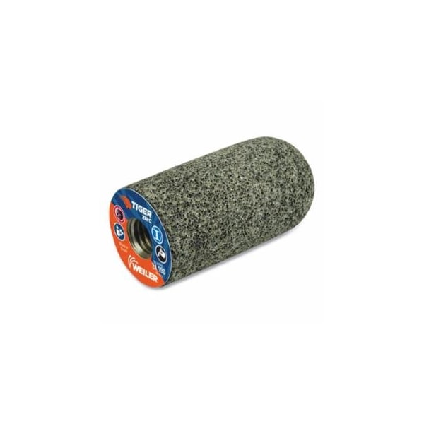 Weiler Tiger Grinding Plug, 1-1/2 in dia x 3 in Thick x 5/8 in-11 Arbor, 20 Grit, Zirconia Alumina, 12PK 804-68328 - main