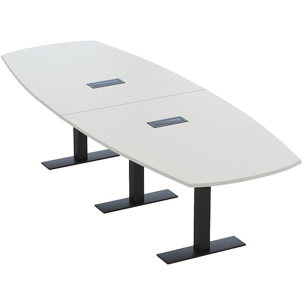Skutchi Designs Arc Boat Conference Table With Power, 48 in W, 120 in L HAR-ABOT-48X120-T.BK-U779-EBLK - main