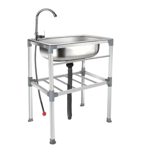 Wrightmaster 20.9 in. x 13.8 in. Freestanding Stainless Steel 1-Compartment Commercial Kitchen Sink with Faucet ZOR-sink-53 - main
