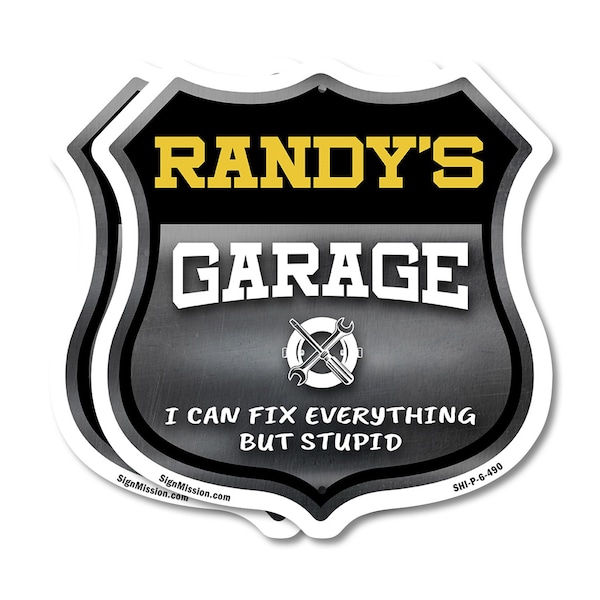 Signmission Randy's Garage I Can Fix Everything But Stupid, 6 inch X 6 inch, Plastic Sign, 2PK SHI-P-2PACK-6-490-RANDY - main