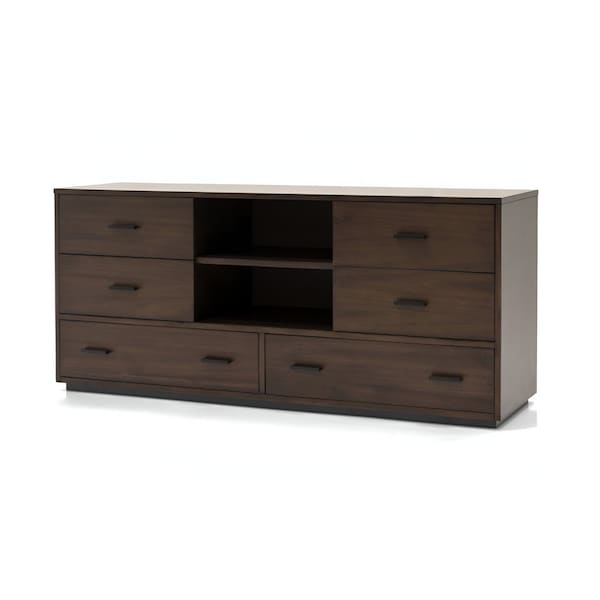 Homeroots 63" Walnut Six Drawer Double Dresser 473099 - main