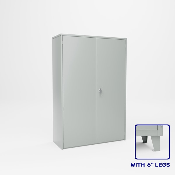 Pucel Heavy Duty Solid Door Storage Cabinet, 6in Legs, 48in W x 78in H x 19in D, Adjustable Shelves, Gray HDSC-4872-19-4L - main