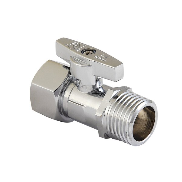 Kingston Brass 1/2" FIP x 1/2" MIP Quarter-Turn Quarter-Turn Straight Shut-Off Valve, Polished Chrome KB400V1 - main