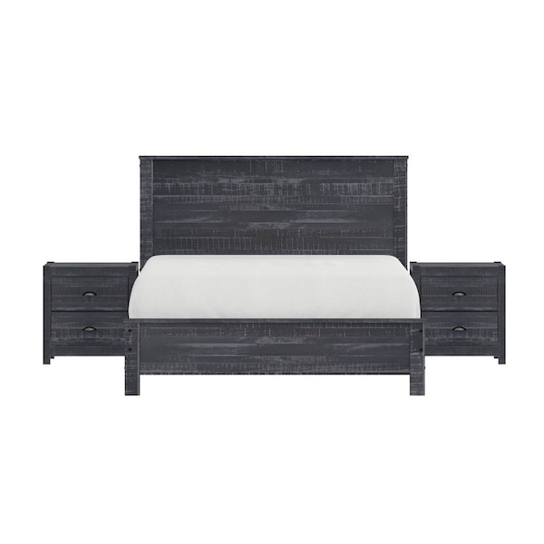 Homeroots Three Piece Gray Solid Wood Bedroom Set 523973 - main