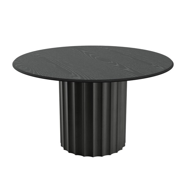 Homeroots 52" Black Solid Wood Pedestal Base Round Top Dining Table 721041 - main