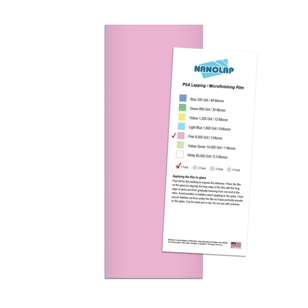 Nanolap PSA Lapping Film, 1 Pc 3 Micron (8,000 Grit), 4-0.25 in x 11 in Microfinishing Fine Sanding Paper 61552N - main