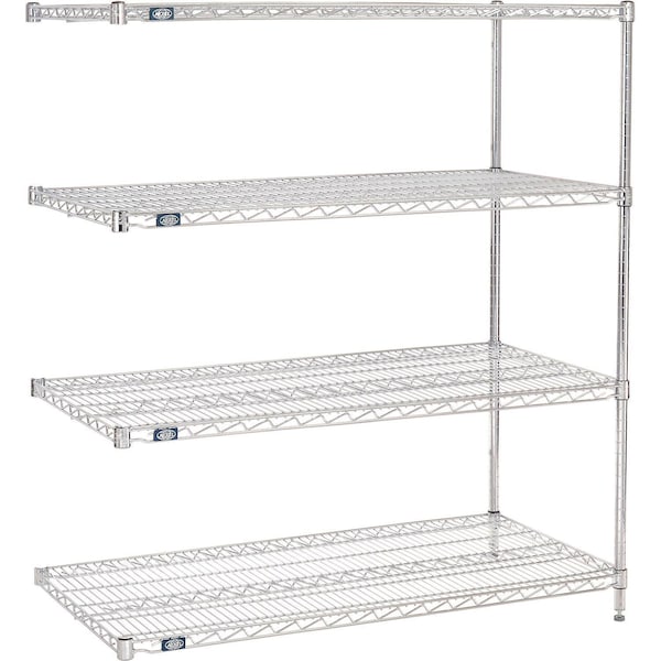 Global Industrial Nexel 4 Shelf, Chrome Wire Shelving Unit, Add On, 72"W x 14"D x 74"H 184776 - main