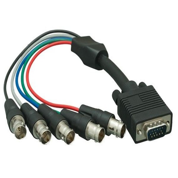 Sanoxy 1ft VGA HD15 Male to 5-BNC RGBHV Female Monitor Cable, Black SNX-CBL-LDR-MO106-1201 - main