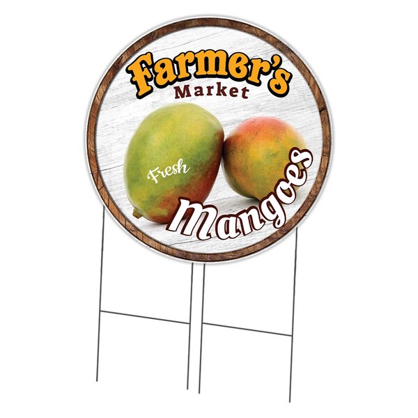 Signmission Farmers Market Mangoes Double Sided Corrugated Plastic Circle Yard Sign, C-36-CIR-DS-WS-Mangoes C-36-CIR-DS-WS-Mangoes - main
