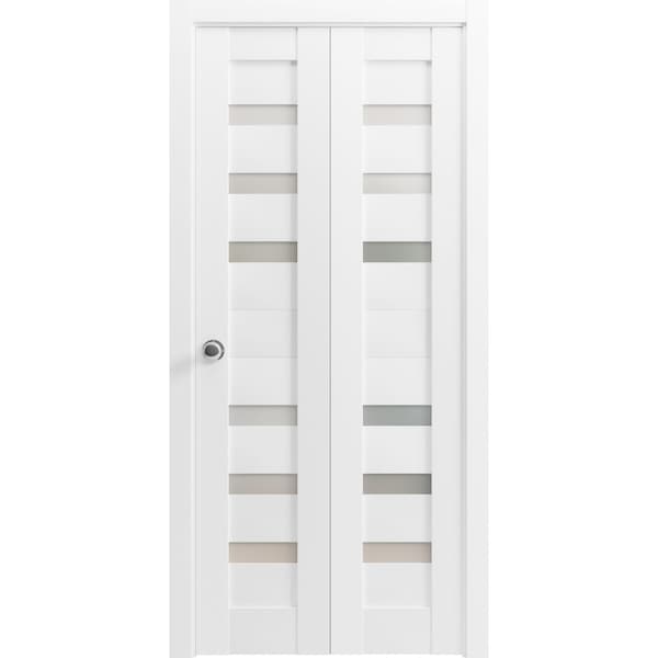Sartodoors Sliding Closet Bi-fold Doors White Solid Core Modern Interior QUADRO4266BF-WS-48 x 80 (2* 24x80) - main