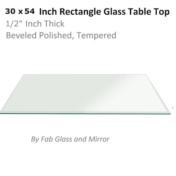 Fab Glass And Mirror Rectangle Glass Table Top, 30in x 54in, Clear, Tempered, Wall Mirror, Safety Backing, Clear Finis T-30x54REC12THBETE - main