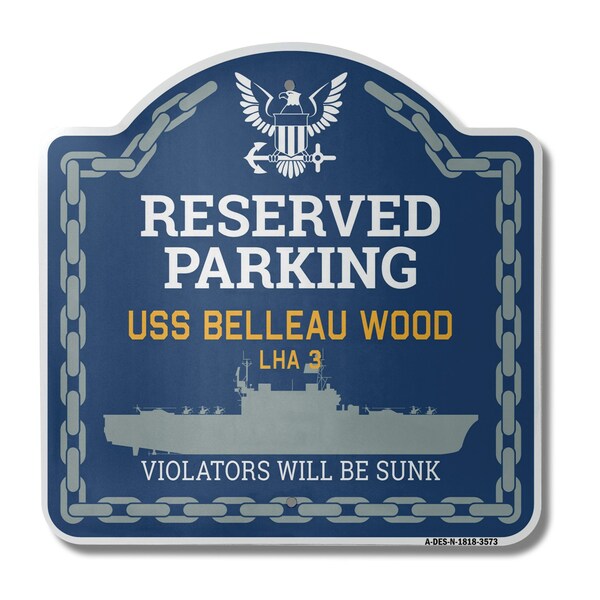 Signmission USS BELLEAU WOOD LHA 3, 18 Inch x 18 Inch, Heavy Gauge Aluminum A-DES-N-1818-3573 - main