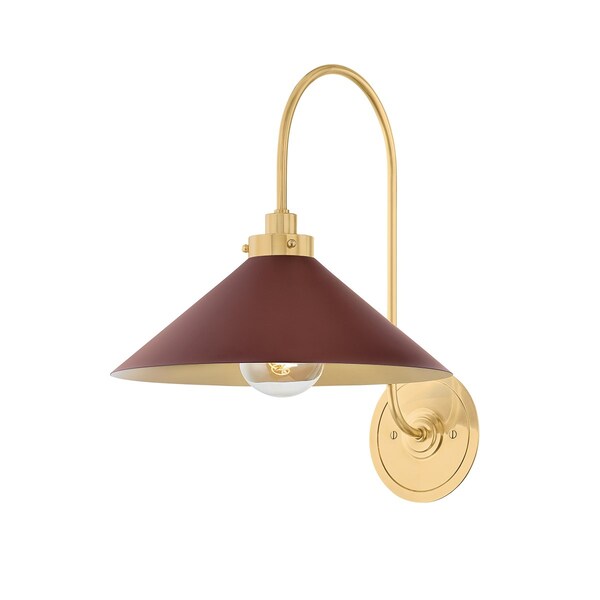 Hudson Valley Lighting Clivedon Wall Sconce in Aged Brass/Soft Crimson by Mark D. Sikes MDS1400-AGB/CRN - main