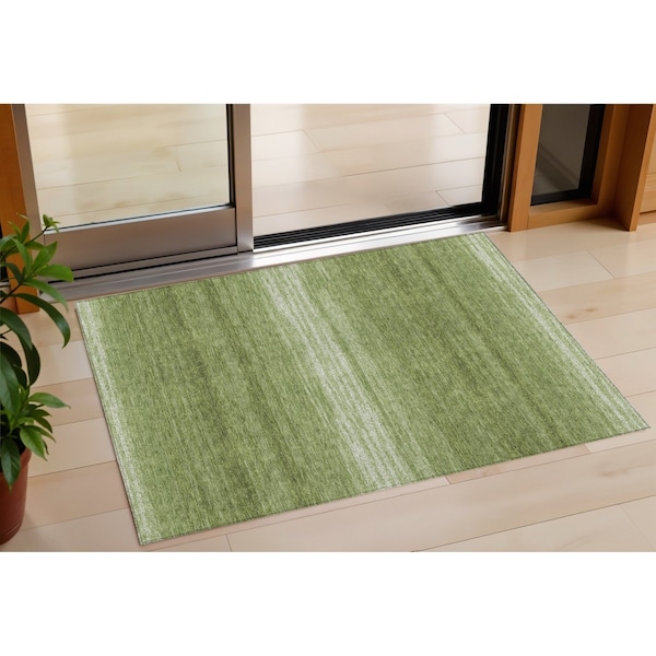 Homeroots 3' X 5' Green And Ivory Abstract Washable Indoor Outdoor Area Rug 599952 - main