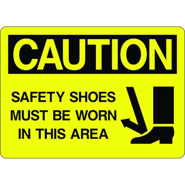 5S Supplies Caution Sign - Safety Shoes Must Be Worn In This Area 7in x 10in Adhesive Vinyl Sign CAUT0146-710-AV - main