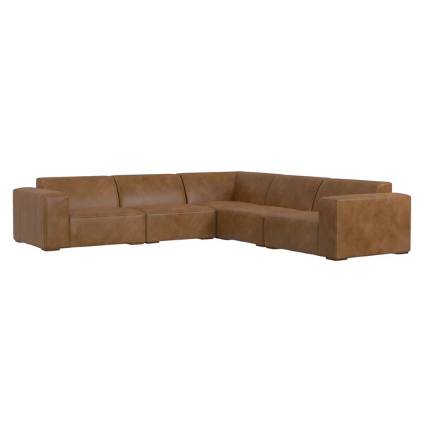 Homeroots 116" Brown Leather Modular Wood Sofa 641022 - main