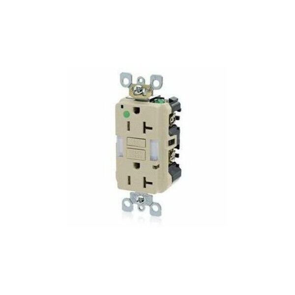 Leviton GFIRcptcl, 20A, 125VAC, Ivory, Polycarbonate GFNL2-HGI - main