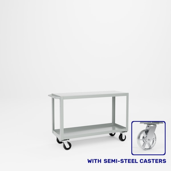 Pucel Heavy Duty Shop Truck, 48 in W x 18 in D x 33.5 in H, Two Shelves, Push Handle, Red 1848-DT-2S - main