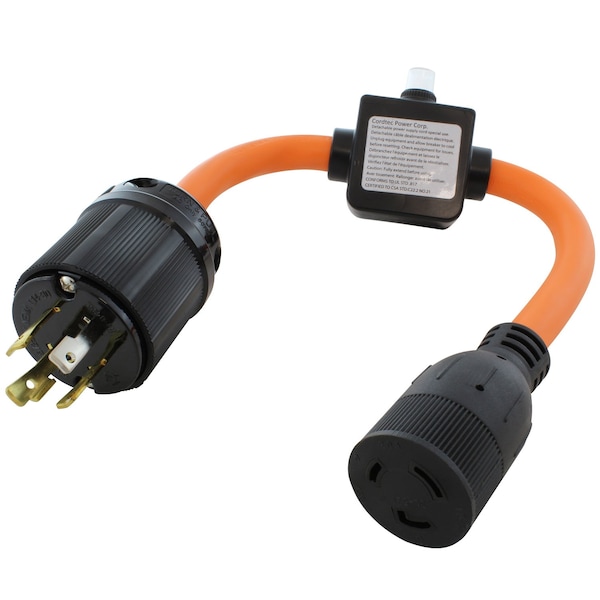 Ac Works L14-30P to L5-20R Adapter, 1.5 ft, 20A Breaker-Protected, Heavy-Duty STW L1430ICBL520 - main