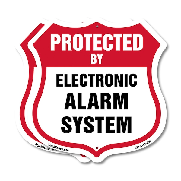 Signmission Security Alarm Shield Sign Protected By, 12 inch X 12 inch, Plastic Sign, 2PK SHI-P-2PACK-12-460 - main