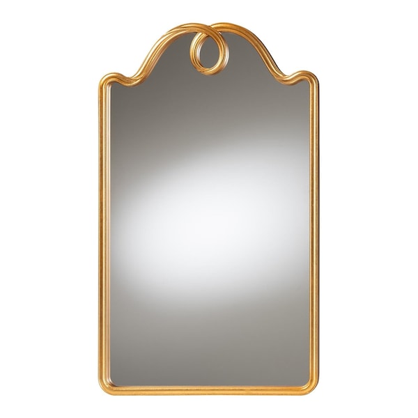 Baxton Studio Elian Gold Wall Mirror with Decorative Top - Elegant Rectangular Accent for Entryway or Bedroom 259-14116-ZORO - main