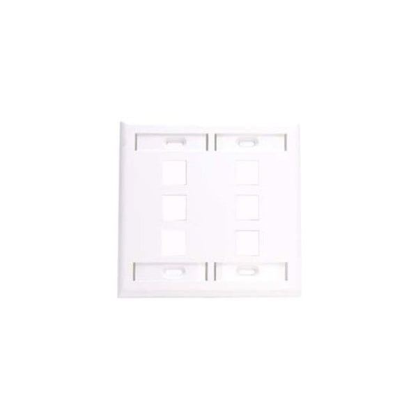 Leviton 6-Port Flush Mount Unloaded, 2Gang W/Des Window Quickport 42080-6WP - main