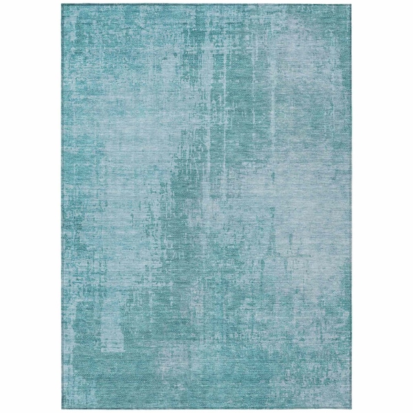 Homeroots 3' X 5' Aqua Teal Blue And Gray Abstract Washable Indoor Outdoor Area Rug 587254 - main