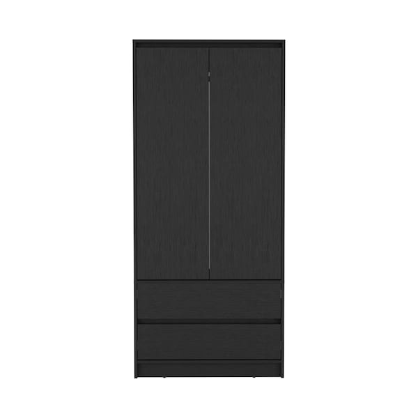 Homeroots 71" Black Wood Two Door Two Drawer Combo Dresser 520129 - main