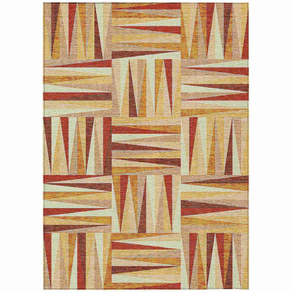 Homeroots 9' X 12' Orange Ivory And Copper Geometric Washable Indoor Outdoor Area Rug 598290 - main
