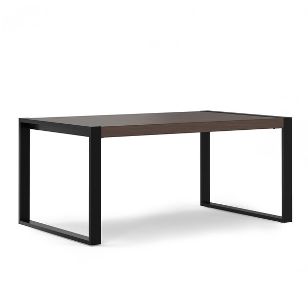 Homeroots 66" Gray and Black Solid Wood and Iron Frame Base Dining Table 640711 - main