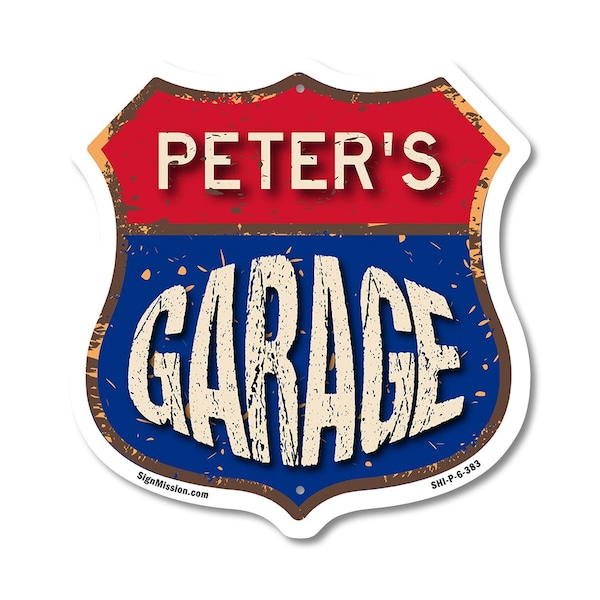 Signmission Peter's Garage, 6 Inch X 6 Inch, Plastic Sign SHI-P-6-383-PETER - main