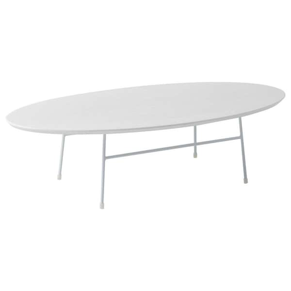 Leisuremod Rossmore Oval Coffee Table with White Powder Coated Steel Frame, White RSW-46W - main