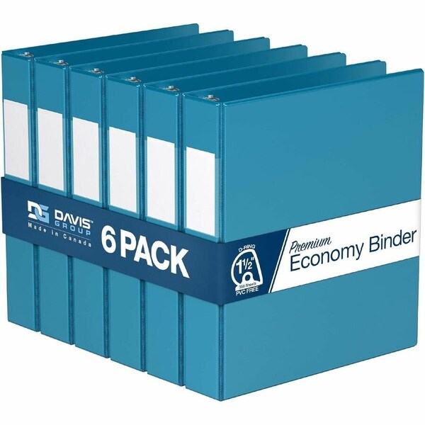 Davis Group Premium Economy, Angle D Ring, Binder, (Turquois Blue, 1.5"), PK6 2302-52-06 - main