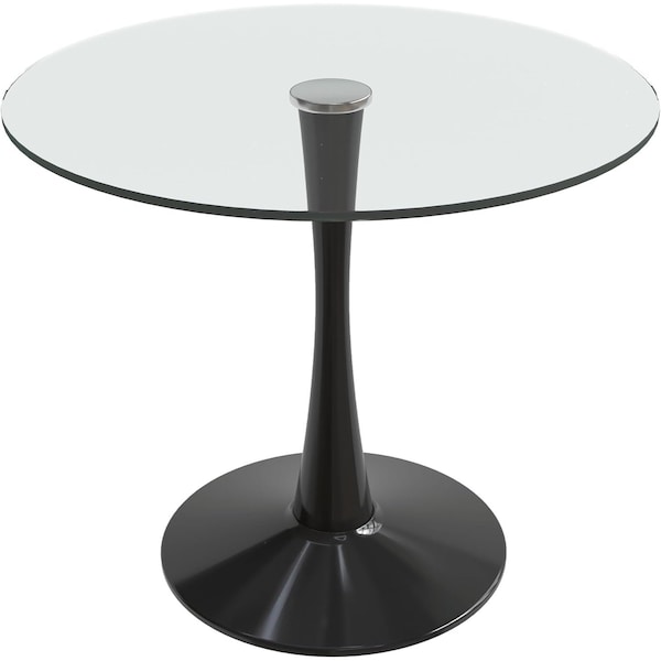 Leisuremod Bristol Modern Round Dining Table with Glass Top and Iron Pedestal Base BTBL-27CL - main