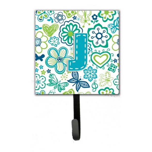 Carolines Treasures Letter J Flowers And Butterflies Teal Blue Leash and Key Holder CJ2006-JSH4 - main