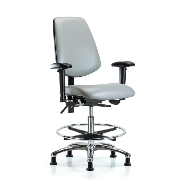 Blue Ridge Ergonomics Medium Bench Chair Adjustable Arms, 22" to 29" Height, Vinyl, Dove BR-VMBCH-MB-CR-T0-A1-CF-RG-8567 - main